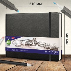 Скетчбук, слоновая кость 140 г/м2 210х148 мм, 80 л., КОЖЗАМ, резинка, BRAUBERG ART CLASSIC, черный, 113198 Скетчбук, слоновая кость 140 г/м2 210х148 мм, 80 л., КОЖЗАМ, резинка, BRAUBERG ART CLASSIC, черный, 113198 - фото 12
