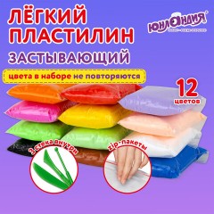 Пластилин супер лёгкий воздушный застывающий 12 цветов, 120 г, 3 стека, ЮНЛАНДИЯ, 105905 - фото 10
