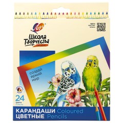 Карандаши цветные ЛУЧ "Школа Творчества", 24 цвета, трехгранные, натуральное дерево, 30С 1808-08