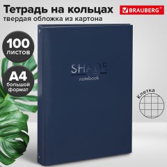 Тетрадь на кольцах БОЛЬШАЯ А4 (210х305 мм), 100 листов, твердый картон, клетка, BRAUBERG, Shade, 404102 - фото 9