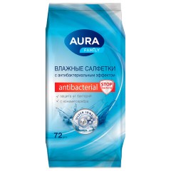 Салфетки влажные, 72 шт., AURA "Family", антибактериальные, для всей семьи, 26065, 7044 Салфетки влажные, 72 шт., AURA "Family", антибактериальные, для всей семьи, 26065, 7044 - фото 3