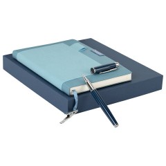 Ежедневник в наборе с ручкой А5, 144x210 мм, BRAUBERG "Style" под кожу, 160 листов, синий, 116862 - фото 4