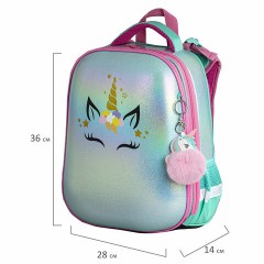 Ранец BRAUBERG SHINY, 2 отделения, с брелком, "Magic unicorn", 38х28х14 см, 270694 - фото 10