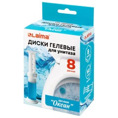 Диски гелевые, освежитель и очиститель для унитаза / писсуара, 8 дисков 44 г, LAIMA, "Океан", шприц, 609796 - фото 8