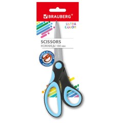 Ножницы BRAUBERG "ULTRA COLOR", 180 мм, эргономичные прорезиненные ручки, ассорти, 274313 - фото 9