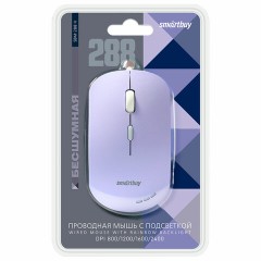 Мышь проводная бесшумная SMARTBUY 288-V, USB, 3 кнопки + 1 колесо, оптическая, сиреневая, 06819, SBM-288-V Мышь проводная бесшумная SMARTBUY 288-V, USB, 3 кнопки + 1 колесо, оптическая, сиреневая, 06819, SBM-288-V - фото 3