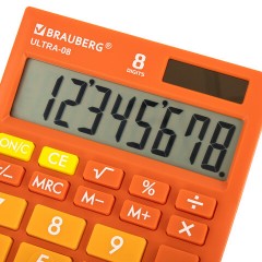 Калькулятор настольный BRAUBERG ULTRA-08-RG, КОМПАКТНЫЙ (154x115 мм), 8 разрядов, двойное питание, ОРАНЖЕВЫЙ, 250511 Калькулятор настольный BRAUBERG ULTRA-08-RG, КОМПАКТНЫЙ (154x115 мм), 8 разрядов, двойное питание, ОРАНЖЕВЫЙ, 250511 - фото 4