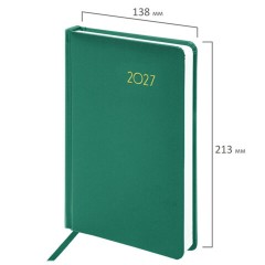 Ежедневник датированный 2027, А5, 138x213 мм, BRAUBERG "Select", балакрон, зелёный, 117955 - фото 2