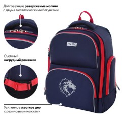 Рюкзак BRAUBERG CLASSIC, легкий каркас, премиум материал, "Lion", синий, 37х32х21 см, 228829 Рюкзак BRAUBERG CLASSIC, легкий каркас, премиум материал, "Lion", синий, 37х32х21 см, 228829 - фото 12