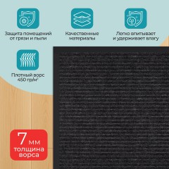 Коврик придверный 80х120 см, ЧЕРНЫЙ, влаго-грязезащитный, 450 г/м2, ребристый, PRIMILA (ПРИМИЛА) EXTRA, 701030 Коврик придверный 80х120 см, ЧЕРНЫЙ, влаго-грязезащитный, 450 г/м2, ребристый, PRIMILA (ПРИМИЛА) EXTRA, 701030 - фото 9