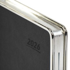 Ежедневник датированный 2026 А5 148х218 мм, GALANT "Infinity Silver", под кожу, черный, 117495 - фото 4