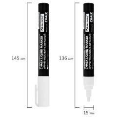 Маркер меловой CHALK LIQUID MARKER, БЕЛЫЙ, 3 мм, стираемый, BRAUBERG "CHALK", 152585 - фото 8
