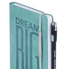 Ежедневник недатированный А5 138х213 мм BRAUBERG "BeStyle", под кожу, резинка, держатель, 160 л., сине-зеленый, 116218 - фото 5