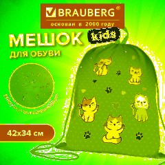 Мешок для обуви BRAUBERG KIDS, с петлей, 42х34 см, "Playing kittens", 272413 - фото 7