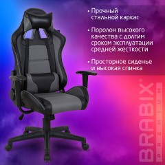 Кресло компьютерное BRABIX "GT Racer GM-100", две подушки, экокожа, черное/серое, 531926 - фото 20