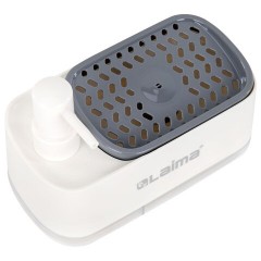 Диспенсер/дозатор DUET для мыла и моющего средства + губка, БЕЛЫЙ, 11х20х12 см, LAIMA HOME, 700043 - фото 6