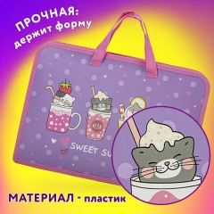 Папка на молнии с ручками ЮНЛАНДИЯ А4, 1 отделение, пластик, ширина 45 мм, "Sweet", 270947 Папка на молнии с ручками ЮНЛАНДИЯ А4, 1 отделение, пластик, ширина 45 мм, "Sweet", 270947 - фото 8