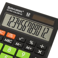 Калькулятор настольный BRAUBERG ULTRA COLOR-12-BKLG (192x143 мм), 12 разрядов, двойное питание, ЧЕРНО-САЛАТОВЫЙ, 250498 Калькулятор настольный BRAUBERG ULTRA COLOR-12-BKLG (192x143 мм), 12 разрядов, двойное питание, ЧЕРНО-САЛАТОВЫЙ, 250498 - фото 4