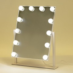 Зеркало для макияжа гримерное с подсветкой, 12 LED-ламп, 3 режима свечения, размер 29х38 см, работа от сети 220V, цвет белый, BRABIX, 609336 - фото 5