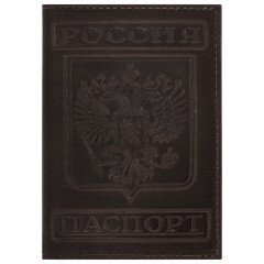 Обложка для паспорта натуральная кожа гладкая, "Герб", вертикальная, коньяк, BRAUBERG, 237190 - фото 2
