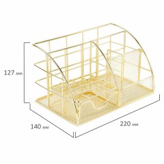 Органайзер для косметики и мелочей металлический 5 секций, MONTE VITA, 140х220х127 мм, золото, 272477 Органайзер для косметики и мелочей металлический 5 секций, MONTE VITA, 140х220х127 мм, золото, 272477 - фото 3