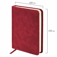 Ежедневник недатированный МАЛЫЙ 100х150 мм А6 BRAUBERG "Status", под кожу, 160 л., красный, 113367 Ежедневник недатированный МАЛЫЙ 100х150 мм А6 BRAUBERG "Status", под кожу, 160 л., красный, 113367 - фото 2