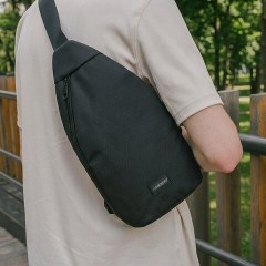Рюкзак однолямочный HEIKKI SMOOTH (ХЕЙКИ), 2 отделения, черный, 35x20x8 см, 273918 - фото 6