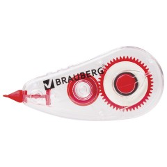 Корректирующая лента BRAUBERG RED POWER, 5 мм х 6 м, корпус прозрачный, механизм перемотки, европодвес, 220641 - фото 2