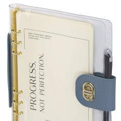 Блокнот А5 180x235 мм, BRAUBERG "Fabulous", гибкий, на кольцах, застежка, 80 л., голубой, 116193 - фото 5