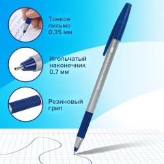 Ручки шариковые с грипом BRAUBERG "i-STICK POINT", НАБОР 10+2 ШТ., СИНИЕ, линия письма 0,35 мм, блистер,144025 - фото 11