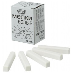 Мел белый квадратный 12 штук, АЛГЕМ, картонная упаковка, НМБ-12 - фото 5