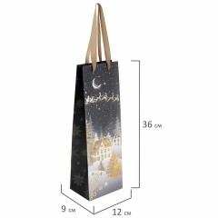 Пакет подарочный под бутылку, НАБОР 4 шт., новогодний, 12x9x36 см, №1, фольга, ЗОЛОТАЯ СКАЗКА, 592135 - фото 9