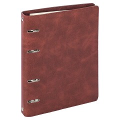 Тетрадь на кольцах А5 (180х220 мм), 120 листов, под кожу, клетка, BRAUBERG "Main", коричневый, 401710