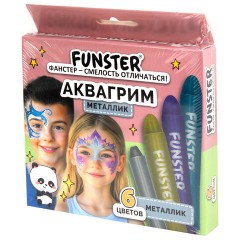 Аквагрим для лица и тела, 6 цветов МЕТАЛЛИК, FUNSTER (ФАНСТЕР), легко смываются, 192574 - фото 7