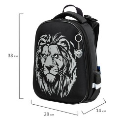 Ранец BRAUBERG SHINY, 2 отделения, с брелком, "Savage lion", светящийся рисунок, 38х28х14 см, 272039 - фото 9