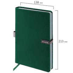Ежедневник датированный 2026 А5 138x213 мм, BRAUBERG "Inspiration", под кожу, цветной срез, темно-зеленый, 117477 - фото 3