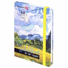 Скетчбук, белая бумага 160 г/м2, 145х203 мм, 64 л., резинка, твердый, BRAUBERG ART CLASSIC "Ван Гог", 114590 - фото 2