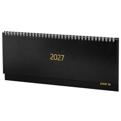 Планинг датированный 2027 300х130 мм, STAFF, гребень, обложка бумвинил, 64 листа, черный, 117859 - фото 3
