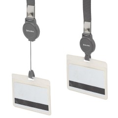 Держатель-рулетка для бейджей 70 см, с лентой 45 см, серый, BRAUBERG EXTRA, 238839 - фото 3