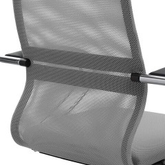 Кресло офисное МЕТТА "SU-B-8" хром, ткань-сетка, сиденье мягкое, светло-серое - фото 11