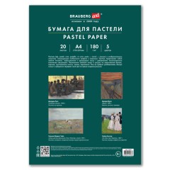 Бумага для пастели А4 в папке, 20 листов, 5 цветов, 180 г/м2, BRAUBERG ART CLASSIC, 116345 - фото 5