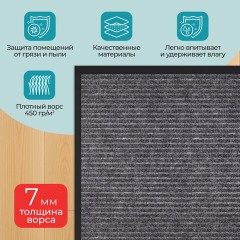 Коврик придверный 90х150 см, СЕРЫЙ, влаго-грязезащитный, 450 г/м2, ребристый, PRIMILA (ПРИМИЛА) EXTRA, 701026 Коврик придверный 90х150 см, СЕРЫЙ, влаго-грязезащитный, 450 г/м2, ребристый, PRIMILA (ПРИМИЛА) EXTRA, 701026 - фото 9