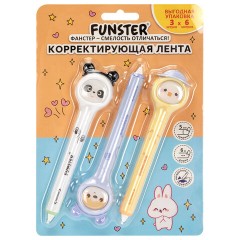 Корректирующая лента FUNSTER (ФАНСТЕР) "Милые зверята", 5 мм x 6 м, КОМПЛЕКТ из 3 шт., на блистере, 273984 - фото 2