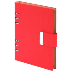 Ежедневник на кольцах в наборе с ручкой А5, 165x229 мм, BRAUBERG "Lux", под кожу, 100 листов, красный, 116857 - фото 2