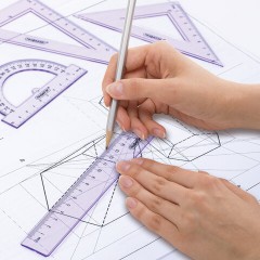 Набор чертежный ПИФАГОР (линейка 16 см, 2 треугольника, транспортир), прозрачный, пастельные цвета, ассорти, 210855 - фото 5