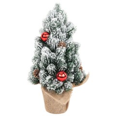 Ель новогодняя искусственная 32 см, заснеженная с декором, литой ПЭТ, ЗОЛОТАЯ СКАЗКА, 592514 - фото 2