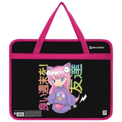 Папка на молнии с ручками BRAUBERG А4, 1 отделение, пластик, 80 мм, "Anime girl", 272162 Папка на молнии с ручками BRAUBERG А4, 1 отделение, пластик, 80 мм, "Anime girl", 272162 - фото 2