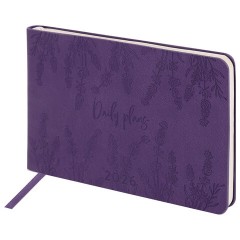 Еженедельник датированный 2026 МАЛЫЙ ФОРМАТ 105х160 мм, А6, BRAUBERG "Imprint", тиснение, фиолетовый, 117210