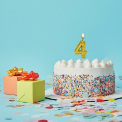 Свеча-цифра для торта "4" золотая с глиттером, 6 см, ЗОЛОТАЯ СКАЗКА, на шпажке, в блистере, 591417 - фото 3