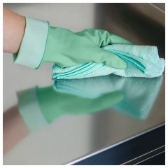 Перчатки VILEDA PROFESSIONAL многоцелевые латексные, МНОГОРАЗОВЫЕ, х/б напыление, ПРОЧНЫЕ, M (средний), зеленый, 174363 - фото 2